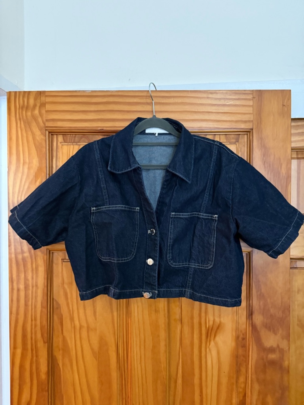 Zara Indigo Cropped Denim Shirt Jacket
